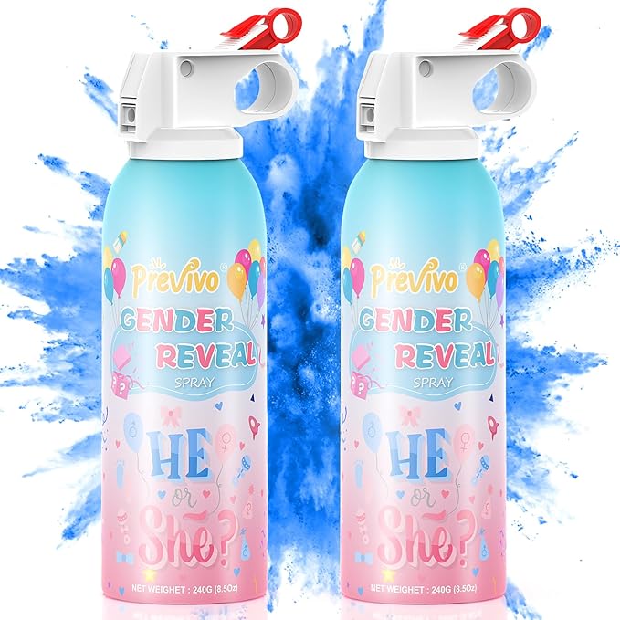Previvo Reveal Fire Extinguisher Set -Gender Reveal Color Smoke Powder Spray - 100% Biodegradable Party Supplies- For Memorable Baby Gender Reveal Decorations & Ideas(Blue)