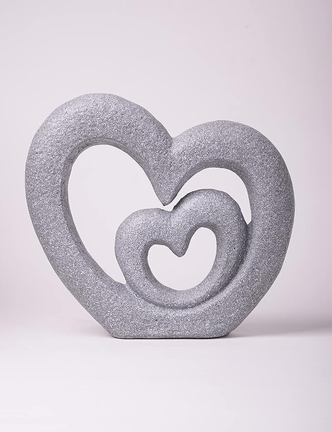 HAUCOZE Modern Home Decor Heart Figurine Sculpture Lover Statue Table Centerpiece Gift for Living Room Desktop Polyresin 13.4 Inch