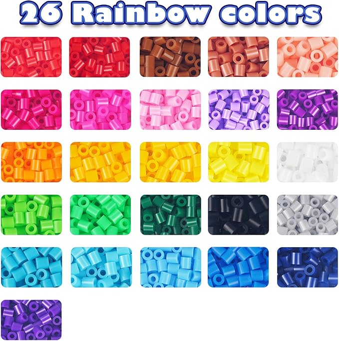 FUNZBO 21000 5mm Fuse Beads Kit - 26 Colors Individual Pack, Homeschool Arts and Crafts Supplies for Kids, Toys Set, Art Decorations for Room, Toys Gifts for Girls and Boys Age 5+
