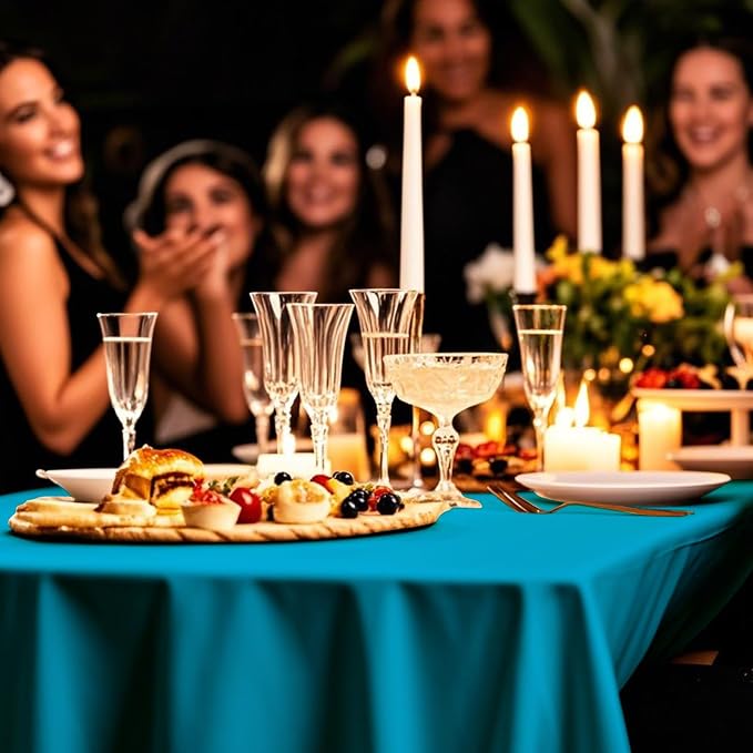 54IN X 160FT Plastic Table Cover Roll with Cutter Box, Cut to Size Plastic Table Cloths for Parties, Birthday, Disposable Tablecloth Roll for All Shape Tables (Turquoise, 54 Inch X 160 Feet)
