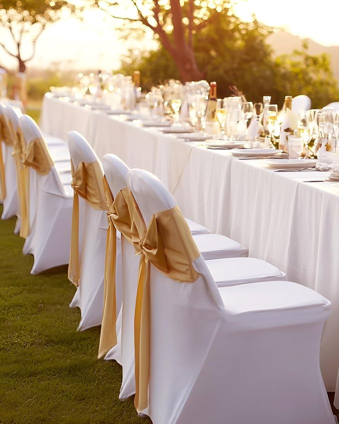 VEVOR 12 PCS White Folding Chair Covers, Kitchen Chairs Cover, Universal Washable Slipcovers Protector, Removable Chair Seat Covers, for Wedding Party Dining Room Banquet Event