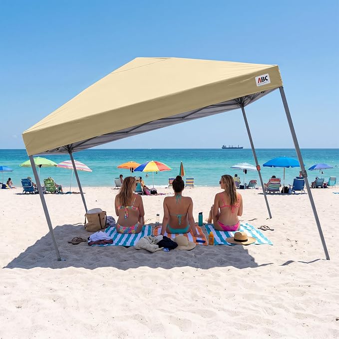 ABCCANOPY 10x10 Pop Up Canopy - Outdoor Patio Portable Canopy Tent Gazebo Heavy Duty for Backyard and Deck with 4 Sandbags and 8 Stakes (Cream)
