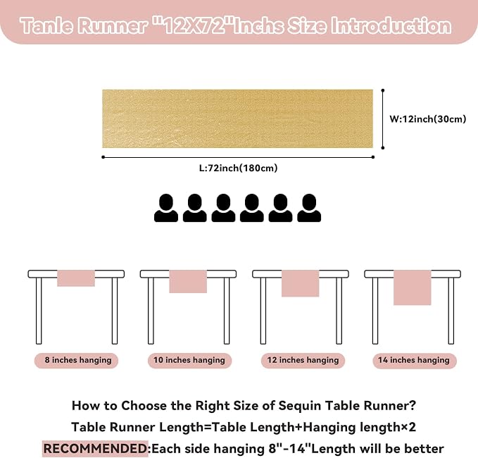 Sugargirl 10 Packs 12 x 72 inches Sequin Table Runner, Glitter Gold Table Runner for Birthday Party Supplies Wedding Holiday Celebration Event Decorations