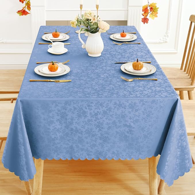 Smiry Rectangle Table Cloth, Waterproof Heavy Duty Vinyl Tablecloths, Wipeable Washable Table Cover for Kitchen and Dining Room (Haze Blue, 60" X 120")