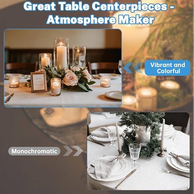 9 Set Cylinder Glass Vases with 14 Floating Candles 1150 Vase Filler 12 Pearl String, 4,6,8 Inch Tall Clear Hurricane Glass Candle Holder for Party Wedding Home Decor Centerpieces for Table Decoration