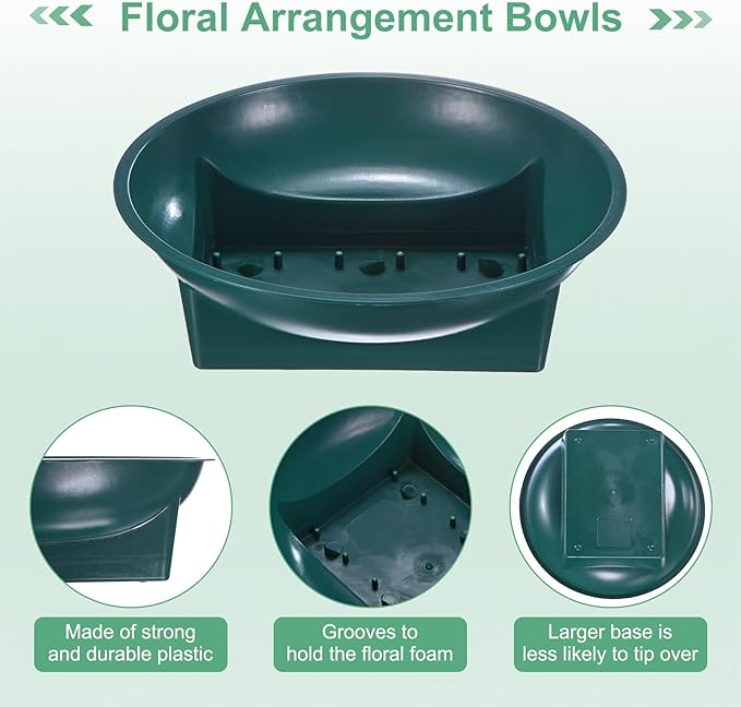 M METERXITY 18-Pack Floral Foam Round Bowls, 6.3 Inch Round Arrangements DIY Floral Bowls, Flower Arrangements Round Floral Supplies for Holiday/Wedding/Party/Birthday Decor [Green]
