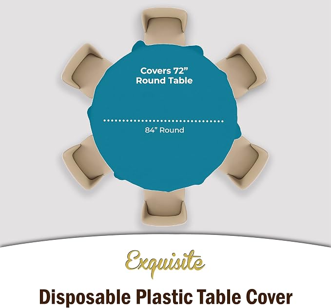 Exquisite Turquoise Round Tablecloths Plastic Table Cloth Disposable 48 Pack 84" Inch Round Table Cloth Disposable Turquoise Tablecloths Plastic Tablecloth Indoor/Outdoor Tablecloth Party Supplies