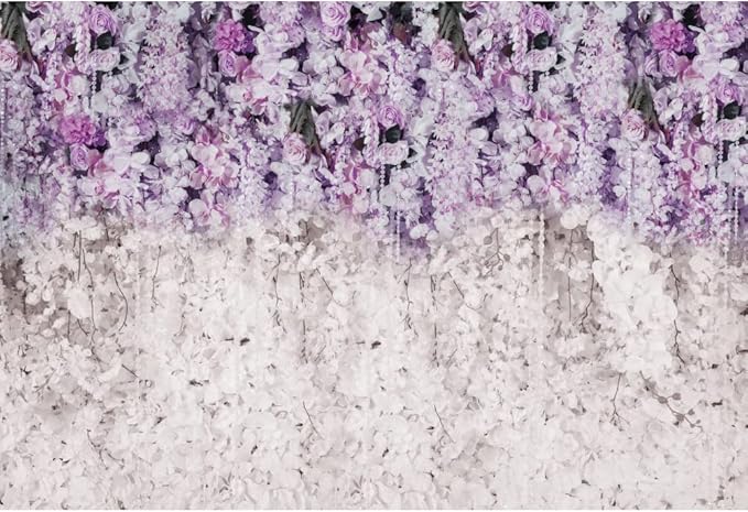OERJU 9x6ft Purple Flowers Backdrop Lavender and White Floral Backdrop Light Purple Lilac Wedding Photography Backdrop Wedding Bridal Shower Birthday Party Decoration Background Banner Photo Prop