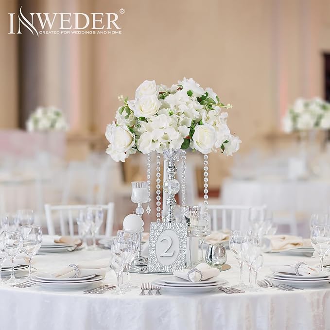 White Flowers Balls for Centerpieces: 2 PCS 14.2" Diam Flower Centerpieces for Tables in Wedding Reception Decorations Arrangement for Party Celebration Planners