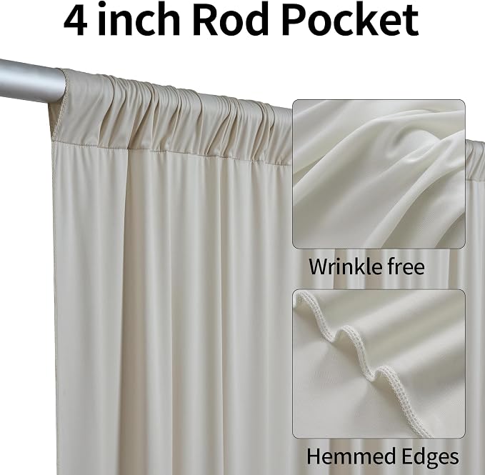 40ftx15ft Beige Backdrop Curtains for Parties, Wrinkle Free Polyester Beige Photo Backdrop Drapes 8 Panels 15 ft Long Back Drop Cloth for Wedding Birthday Photography Background Party
