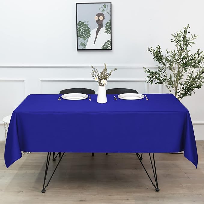 sancua Rectangle Tablecloth - 54 x 120 Inch - Stain and Wrinkle Resistant Washable Polyester Table Cloth, Decorative Fabric Table Cover for Dining Tables, Buffet Parties and Camping, Blue