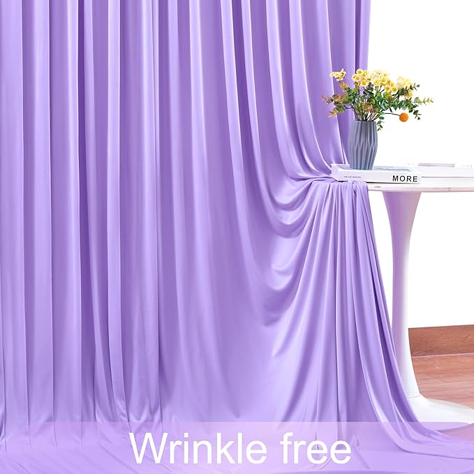 4 Panels Lavender Backdrop Curtain for Parties Wedding Wrinkle Free Light Purple Photo Curtains Backdrop Drapes Fabric Decoration for Baby Shower Photoshoot 20ft(W) x 10ft(H)