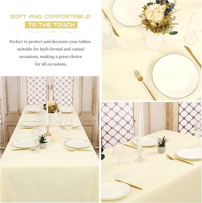 Showgeous 12 Pack Beige Rectangle Tablecloths, 60 x 126 Inch, Wrinkle Resistant, Washable Polyester, Perfect for 8 Foot Tables, Weddings, Parties, Banquets