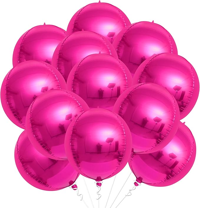 KatchOn, Large, Hot Pink Balloons - 22 Inch, Pack 12 | Pink Foil Balloons, Hot Pink Balloon for Wedding Engagement Bridal Bachelorette Tropical Party Decorations | Gender Reveal Decor | Pink Birthday