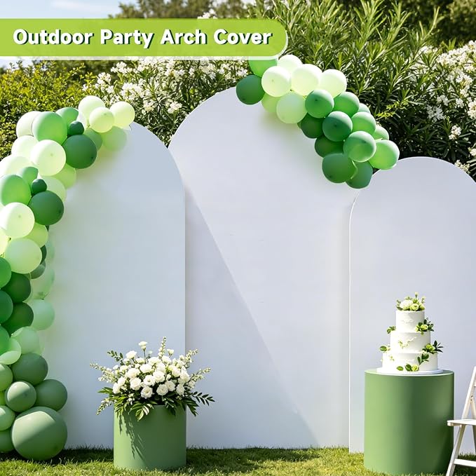 Hemmotop White Arch Backdrop Cover Set, 3-Piece (6ft/ 6.6ft/ 7.2ft) Wedding Arch Cover Stretchy Backdrop, Spandex Arched Stand Background Covers for Baby Shower, Birthday, Halloween Party