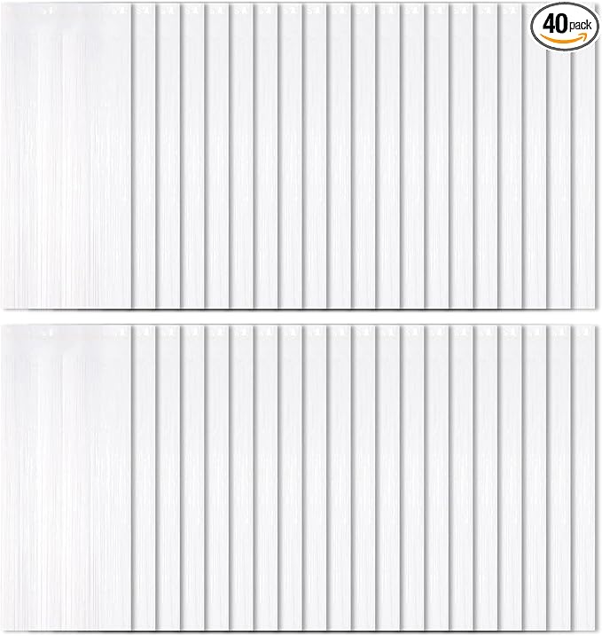 40 Pack White Foil Curtain Backdrop Metallic Tinsel Foil Fringe Curtains Photo Booth Props for Birthday Party Decoration Christmas Holiday Halloween New Year Party Supply, White