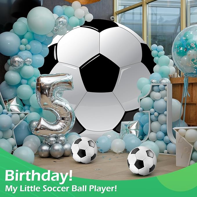 Soccer Round Backdrop Cover 7.2ft,Sports Theme Arch Backdrop for Party&Photography Birthday Decoration,Soccer Field Football Lovers Fans Children Birthday Party Circle Background Event Banner