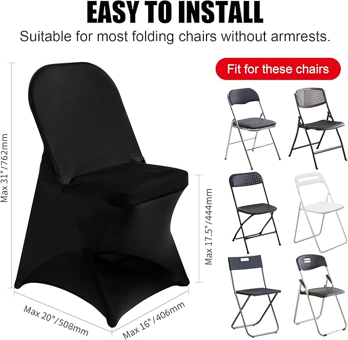 Stretch Spandex Chair Covers - 30 PCS, Folding Kitchen Chairs Cover, Universal Washable Slipcovers Protector, Removable Chair Seat Covers, for Wedding Party Dining Room Banquet Event