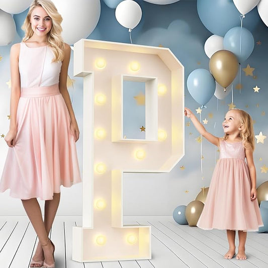 Ledido 4FT Marquee Light Up Letters P, Easy to Assemble Marquee Letters 4 Feet Tall for Indoor & Outdoor Events, Large Lighted Letter for Birthday Graduation Baby Shower Anniversary Party Decorations
