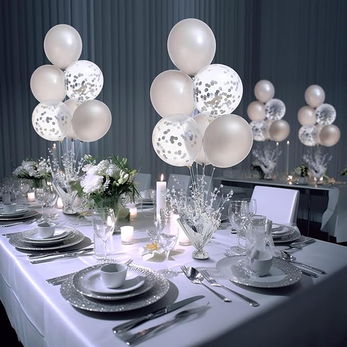 FUBININA 12 Pack Metallic Foil Spray Centerpiece Star Table Decoration Burst Table Centerpieces for New Years Nye Birthday Wedding Anniversary Graduation Holiday Party Supplies Decor, Silver