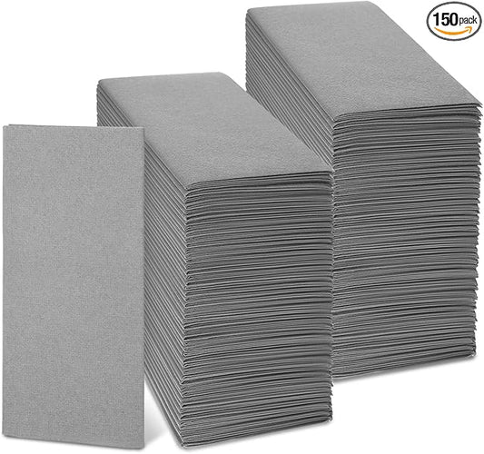 Jeyiour 150 Pcs Light Gray Dinner Napkins Boho Disposable Guest Towels 16 x 16 Inch Paper Hand Towels for Bathroom Decorative Wedding Napkins for Bridal Baby Shower Kitchen Party Event