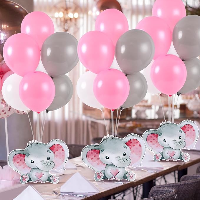 6 Sets Elephant Baby Shower Balloon Stand Kit for Tables Elephant with Balloon Centerpieces Party Decor for Girls 3D Table Decoration for Kids Party Baby Shower Photo Props Supplies