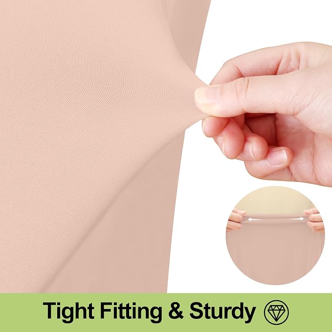 Smiry Spandex Tablecloth 2 Pack, Elastic Fitted Stretch Tablecloth for 6FT Rectangle Tables, Waterproof Washable Table Cover Skirt for Outdoor, Wedding, Banquet & Parties (Nude, 72Lx30Wx30H Inch)