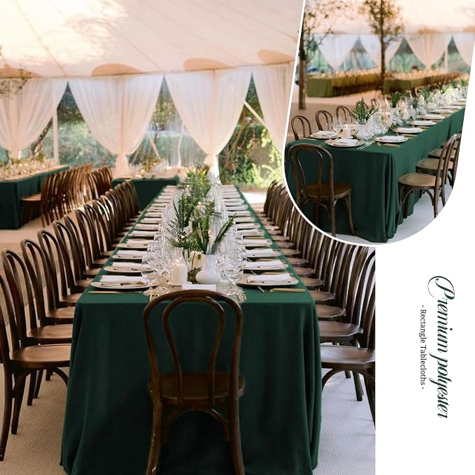 10 Pack 60 x 102 Inch Rectangle Tablecloth, Hunter Green Tablecloth for 6 Feet Rectangle Tables, Stain and Wrinkle Resistant Washable Fabric Table Cloth for Wedding Dining Table Buffet Parties Camping