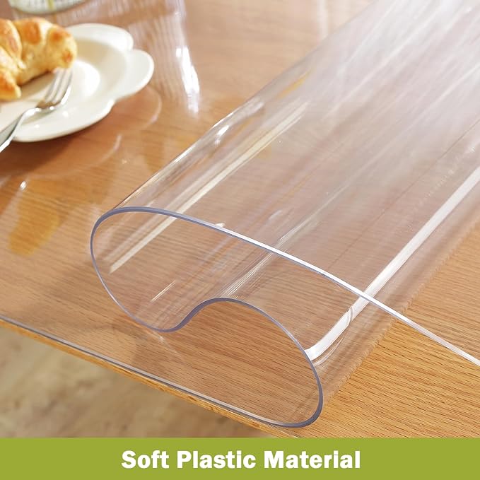 Clear Table Protector 40 x 96 Inch, 1.5mm Thick Plastic Table Cover, Waterproof PVC Clear Table Cover Protector, Desk Protector Mat, Writing Desk Pad for Desktop, Coffee & Dining Room Table
