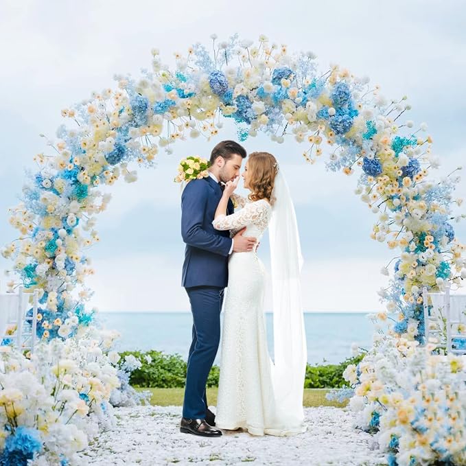 Putros Round Backdrop Stand 8ft, Gold Circle Balloon Arch Frame, Metal Round Arch, Circle Backdrop Stand for Wedding, Birthday Party, Anniversary, Bridal Ceremony, Graduation Decoration