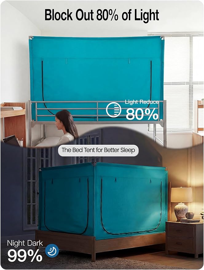 ANC POP Portable Bed Tent, Blackout Privacy Canopy with 3 Doors & Breathable Mesh, Large Space for Adults, Indoor Sleeping Shelter for Dorms/Shared Rooms