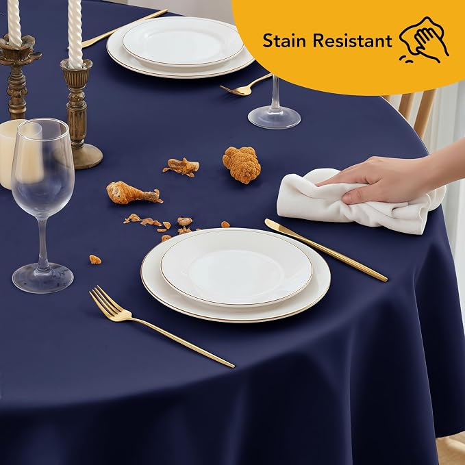 10-Pack Navy Blue Round Tablecloths, 108 Inches, Stain-Resistant Polyester for 4-5 Ft Round Tables - Washable Table Covers for Weddings, Banquets, Birthday Parties, Events