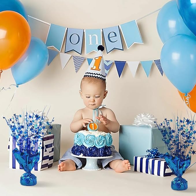 20 Pack Blue Foil Spray Centerpiece Star Table Decoration Metallic Burst Table Centerpieces for Birthday New Year Wedding Anniversary Graduation Party Supply (Blue)