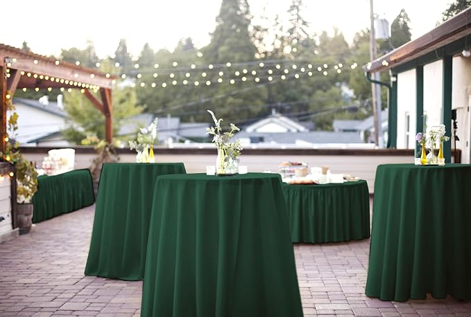 fani 8 Pack Polyester Round Tablecloth 90 Inch Hunter Green Circular Tables Cloth, Stain and Wrinkle Resistant Washable Round Table Cover for Wedding Party Kitchen Dining Table Buffet Parties Camping