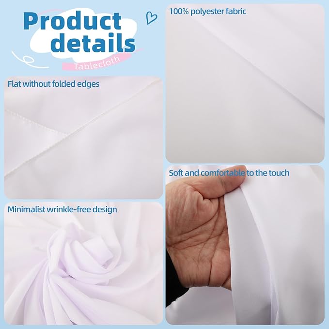 WIGENIUS 10 Pack White Table Cloth Rectangle Tablecloths 70X120 Inch,Polyester Table Cloth for 8 Foot Rectangle Tables,Wrinkle Resistant Washable Fabric Table Covers for Party,Wedding Banquet