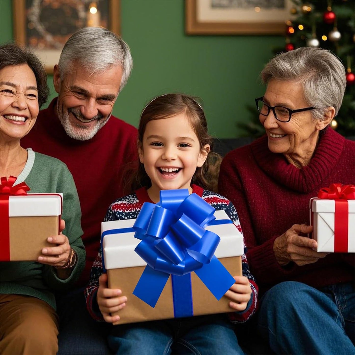 6 PCS 6 Inch Blue Pull Bows - Perfect for Gift Wrapping, Wedding Decor, Car Bows, Birthday Parties, Christmas and Valentine's Day