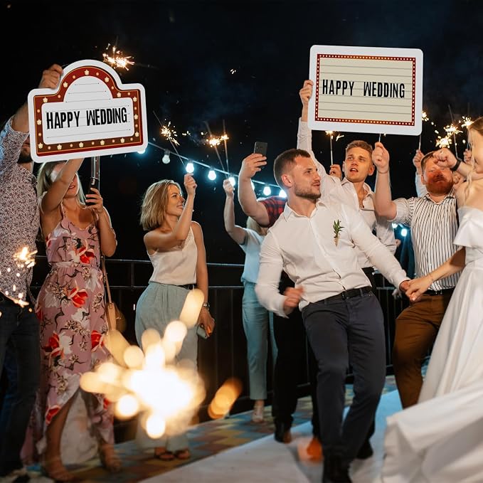 Feifeiya 6 Pack Wedding Bottle Service Sign with Letters Sticker Entrance Props Bridal Party Nightclub Bottle Service Sign with Letters for Nightclub Clubs Weddings Parties(Classic,Red)