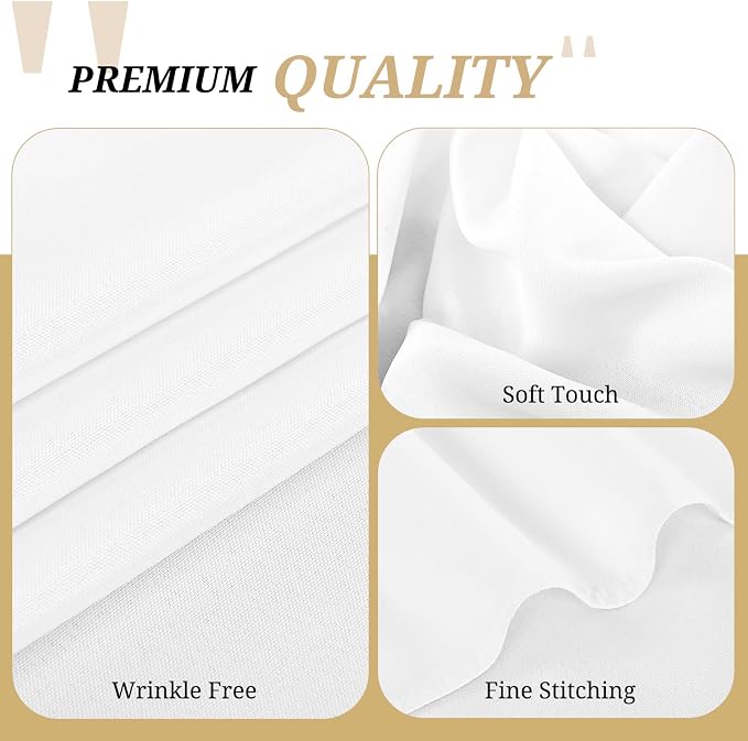Pesonlook 8 Packs 90 x 156 Inch Tablecloth, White Polyester Table Cloth for 8ft Rectangle Tables, Stain and Wrinkle Resistant Washable Fabric Table Cover for Wedding Banquets Parties Buffet Dining
