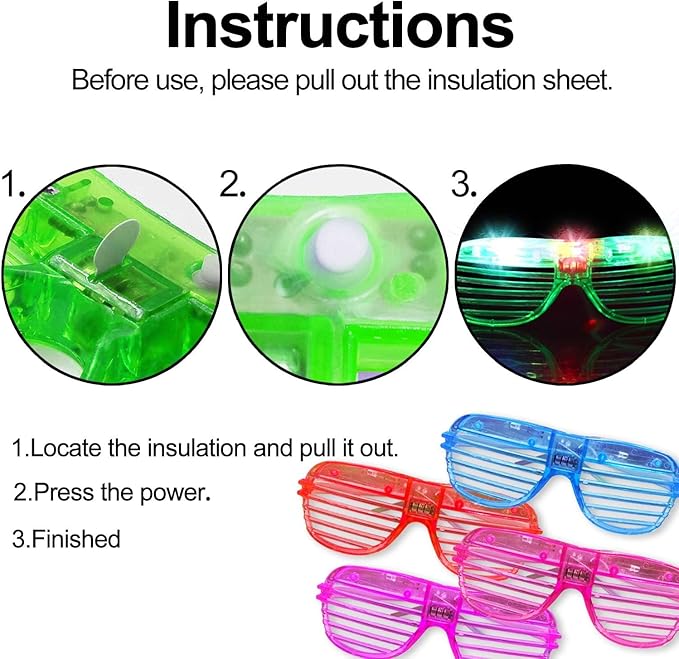 TURNMEON 148 PCS Glow in the Dark Party Supplies Light Up Toys with 24 Led Glasses, 24 Flashing Bracelets and 100 Glow Sticks Bulk Party Favors Birthday Wedding Carnivals Concert Patriotic