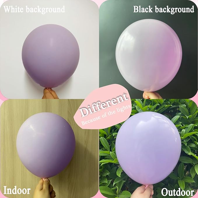 Double Stuffed Pink Purple Balloon Arch,Balloons Different Sizes18/12/10/5 Inch Pastel Double Pink Balloons Garland for Boho Party, Baby Shower,Birthday, Weddings(Pink Purple)