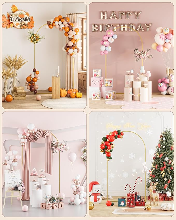 Wedding Arch, Metal Arch Backdrop Stand, Balloon Arch Stand Wedding Frame for Ceremony Decoration (Gold, 7.2FT Arch Backdrop)