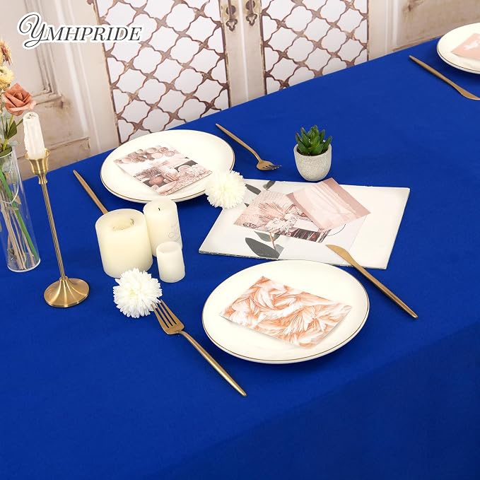 YMHPRIDE 6 Pack Royal Blue Polyester Tablecloths, 60 x 102 inch, Rectangular, Wrinkle Resistant, Machine Washable, Perfect for 6FT Tables, Wedding, Party, Banquet