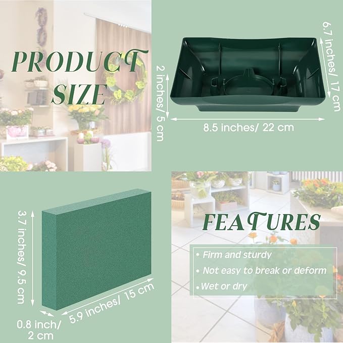 Sabary 12 Pack Large Size 8.5 x 6.7 Inch Floral Foam Bowl Floral Arrangements Supplies Foam in Bowls Flower Bowl with Blocks Kits for Table Party Wedding Festival Flower Holiday Decorating