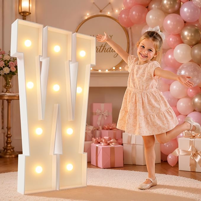 imprsv 4FT Marquee Light Up Letters for Birthday Party Decorations Large Marquee Letters for Wedding Event Bridal Shower Engagement Anniversarty Party Decor,Letter W