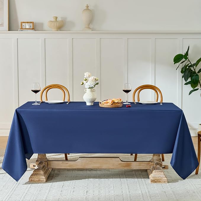 Rectangle Tablecloths 90x132 Inch 2 Pack Navy Blue Polyester Tablecloth Washable Decorative Linen Table Cloths for 6ft and 8ft Dining Table Banquets Buffet Parties and Wedding