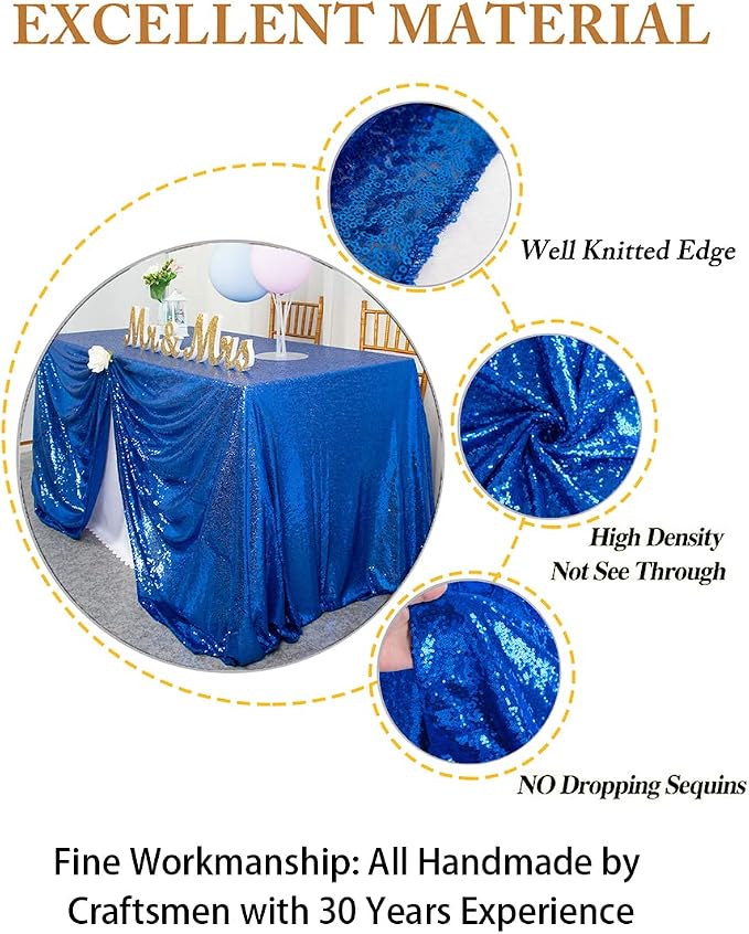 ShiDianYi Royal Blue Sparkle Tablecloth 60x102-Inch Rectangle Blue Sequin Table Cloth Twinkle Twinkle Little Star Decorations 1st Birthday Party Boy's Baby Shower