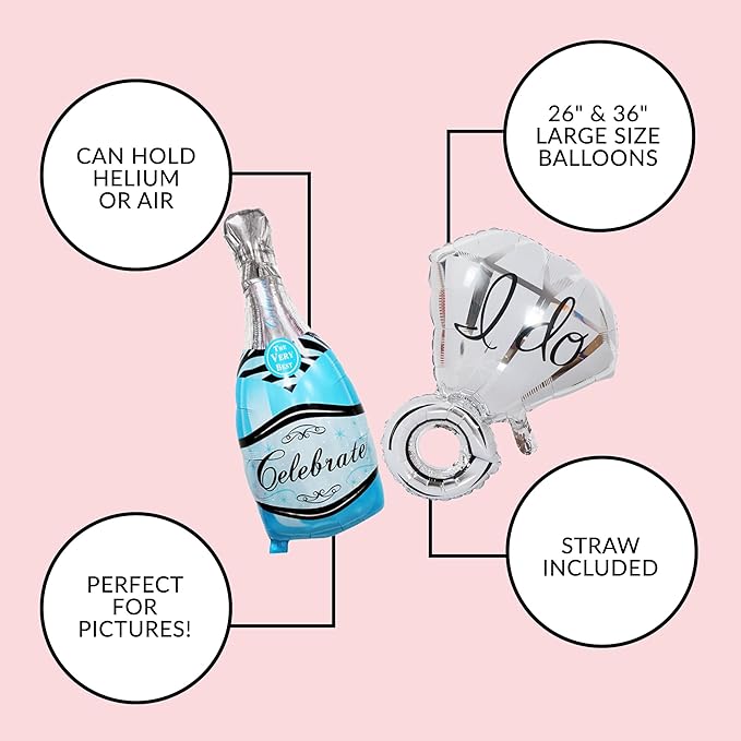 Bachelorettesy 28pc Bachelorette Party Decorations Kit for Bride to Be, Bridal Shower Decorations, Engagement Party – Balloons, Sash, Foil Backdrop Curtain (Teal)