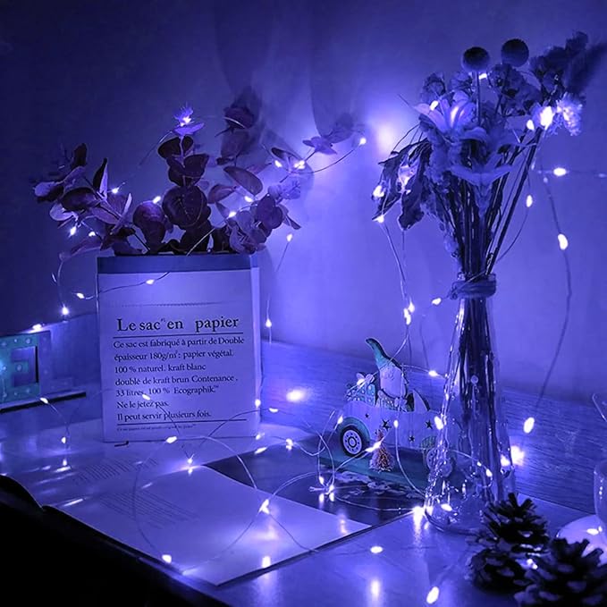 24 Pack Blue Fairy Lights 7Ft 20 LED Twinkle String Lights 3 Modes Battery Operated Waterproof Firefly Starry for Mason Jar Wedding Party 4th of July Christmas Day Table Centerpieces
