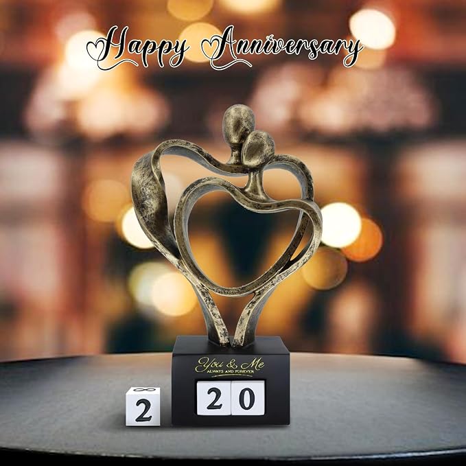 for Women Couple, 01-98 Years Bronze Couple Statue | Romantic Wedding Gifts for Couples, Abstract Resin Embracing Sculpture Home Decor for Shelf Bedroom