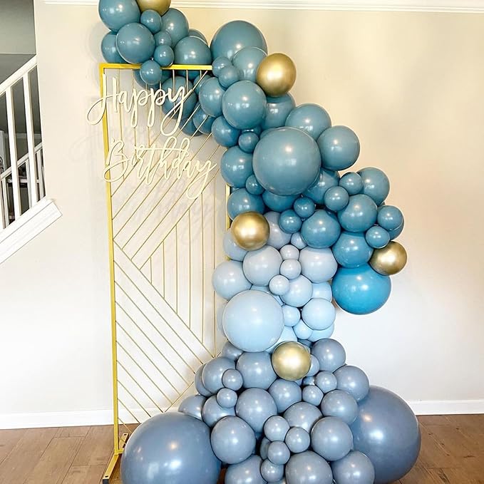 Jobkoo Blue Balloons 113Pcs, Dusty Balloon Arch Garland Kit Different Sizes, 5 10 12 18inch Matte Retro Slate Fog Latex Helium for Boho Birthday Wedding Baby Shower Party Decorations QQ-113